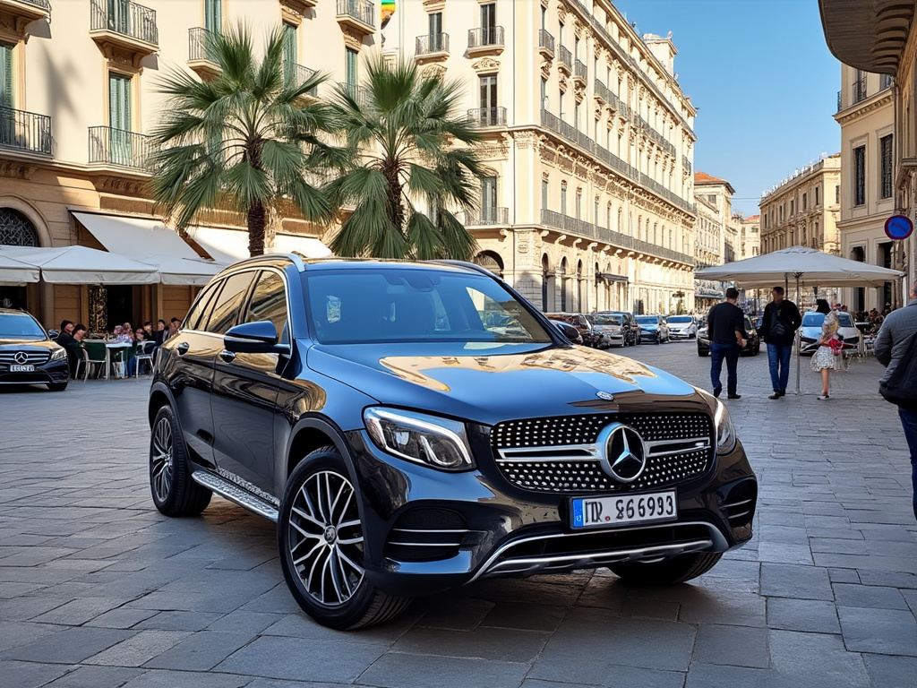 Scenic view of Bari, Italy with a rental car