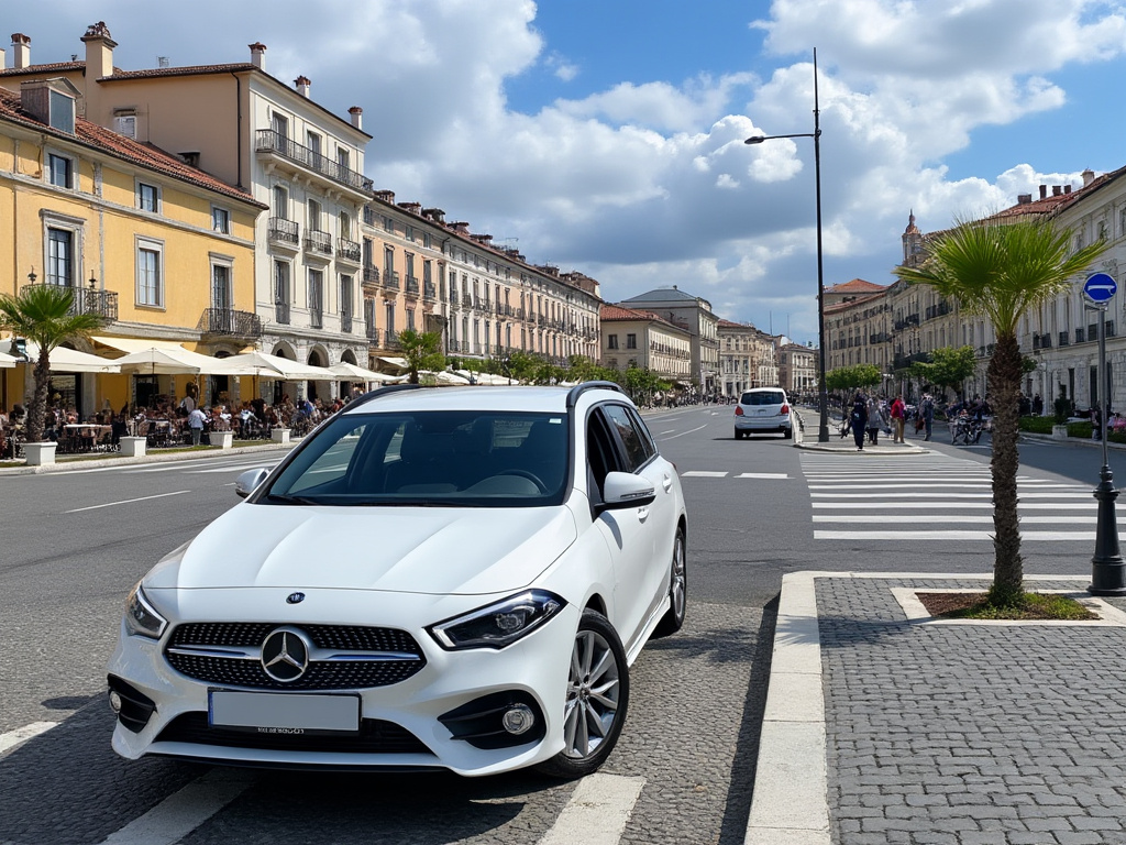Scenic view of Trieste, Italy with a rental car