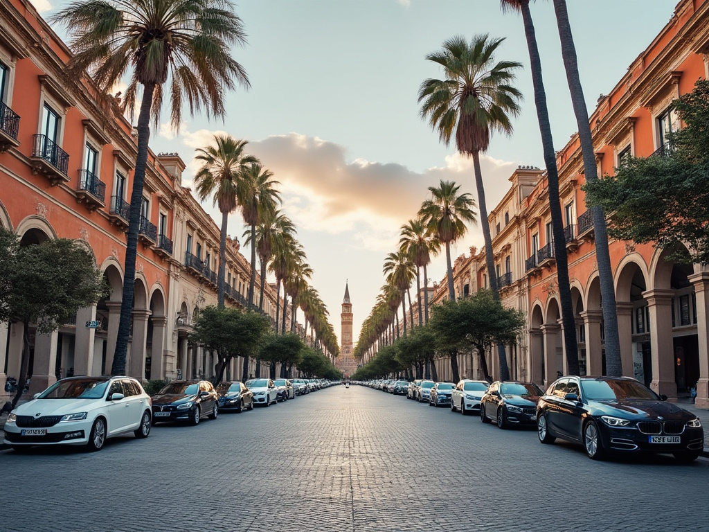 Scenic view of Granada, Spain with a rental car