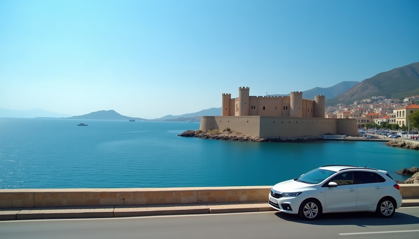 Car hire in Northern Cyprus — coastal road near Kyrenia