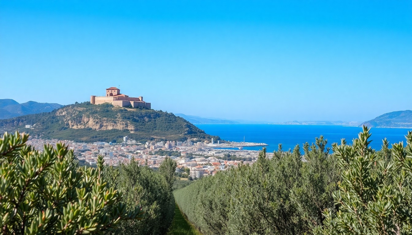 Rental car route through the Peloponnese near Corinth