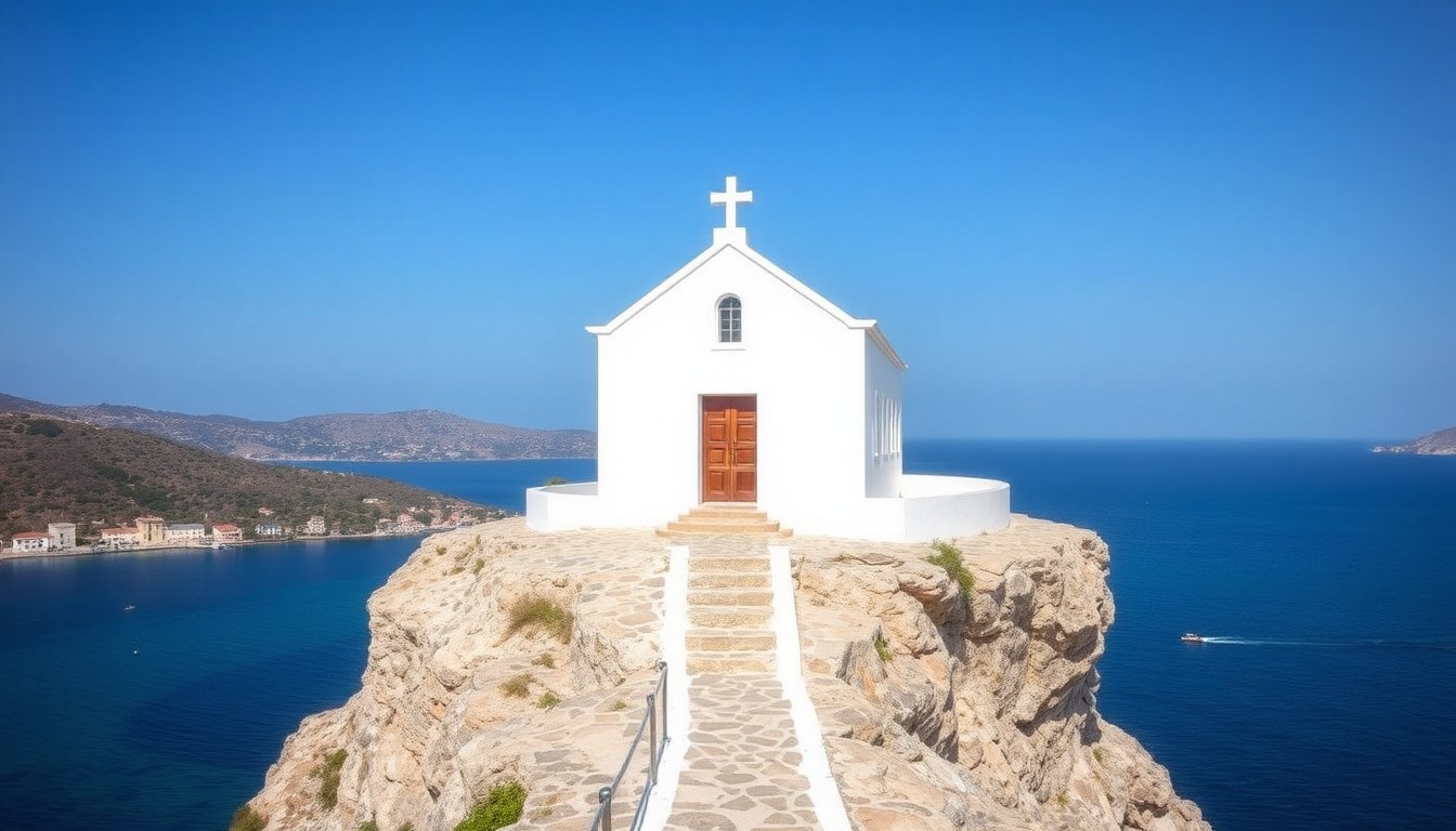 Road and coastal scenery on Skopelos in Greece