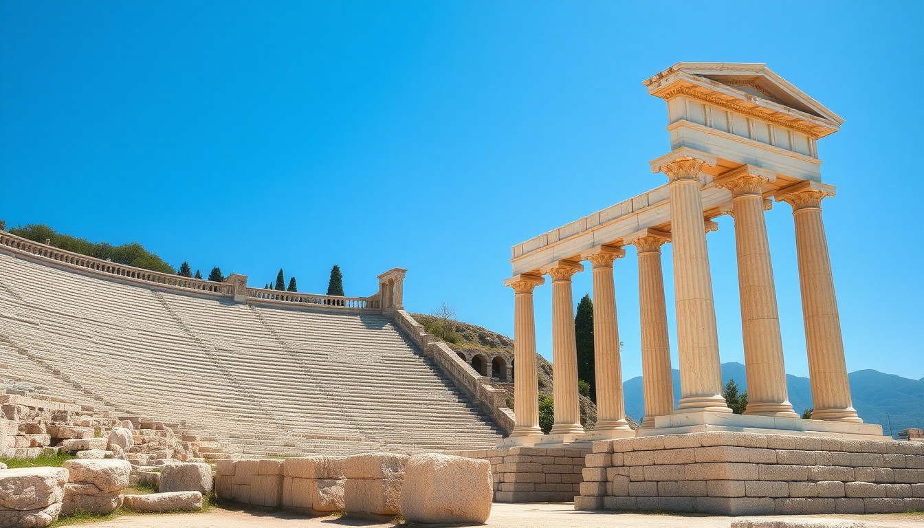 Rental car route in the Peloponnese near Ancient Olympia