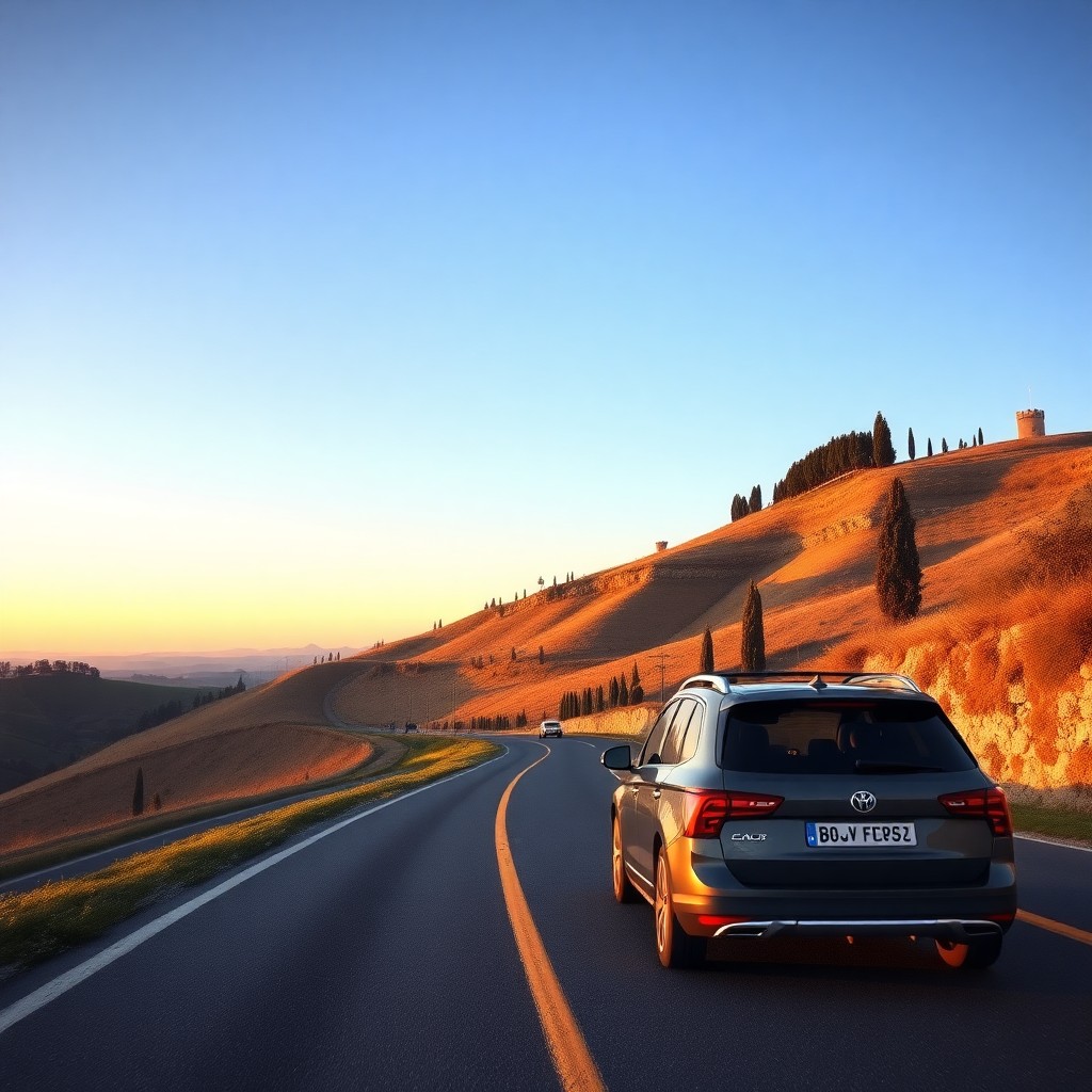 Illustrative Italian road-trip scene for Salerno Car Hire