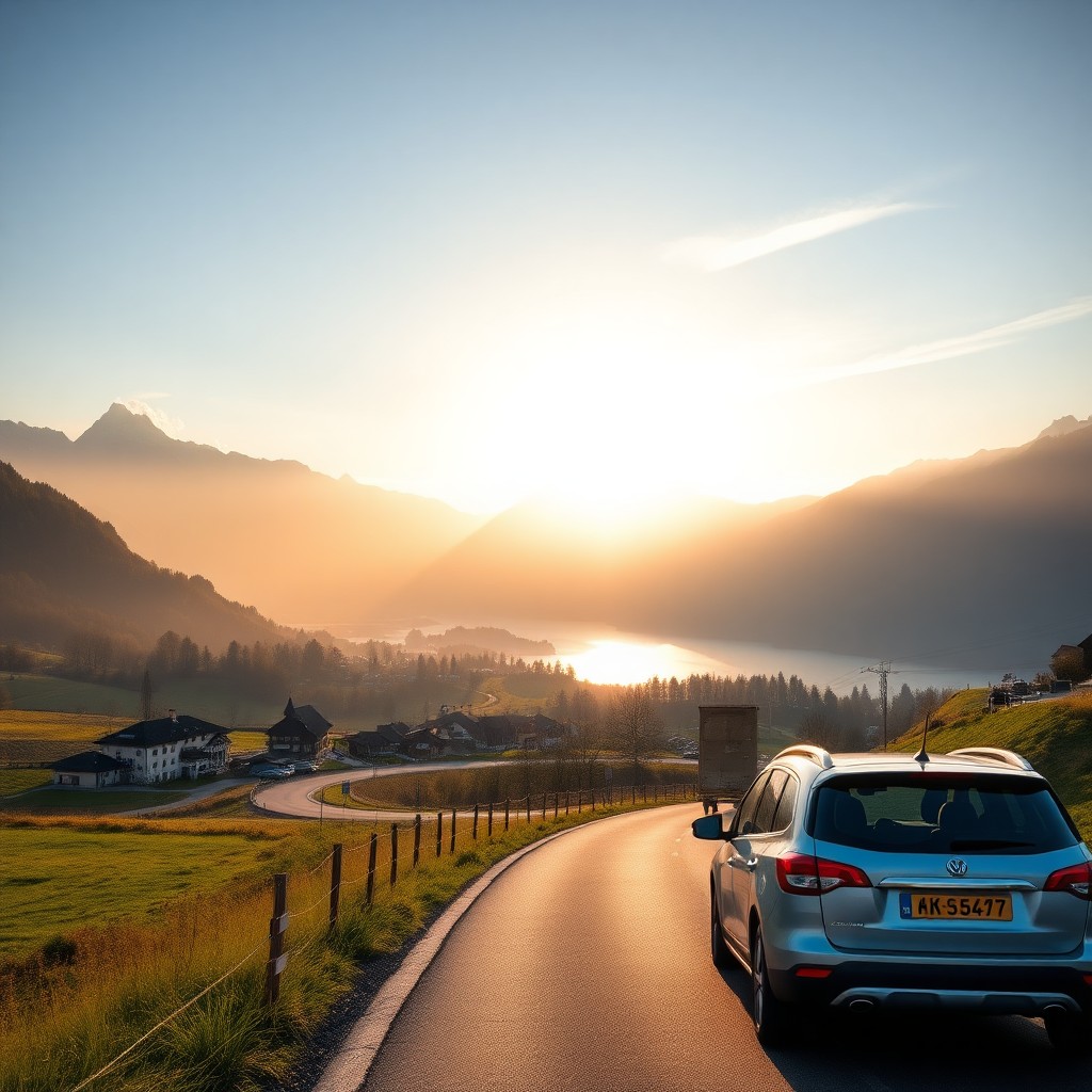 Car hire Switzerland alpine drive beside a lake