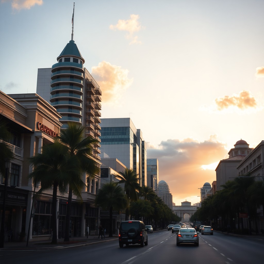 Cairns downtown and tropical North Queensland landscape