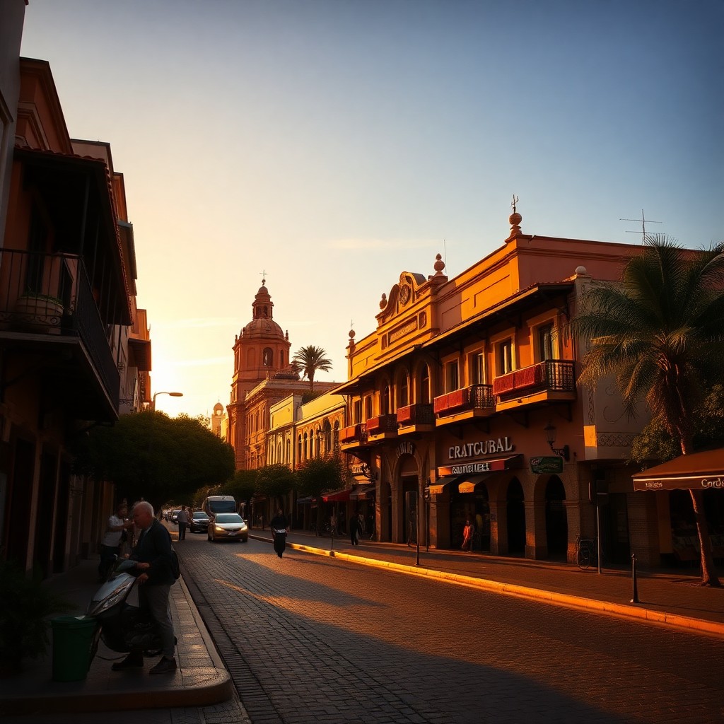 Cordoba downtown streets and surrounding Argentine landscape