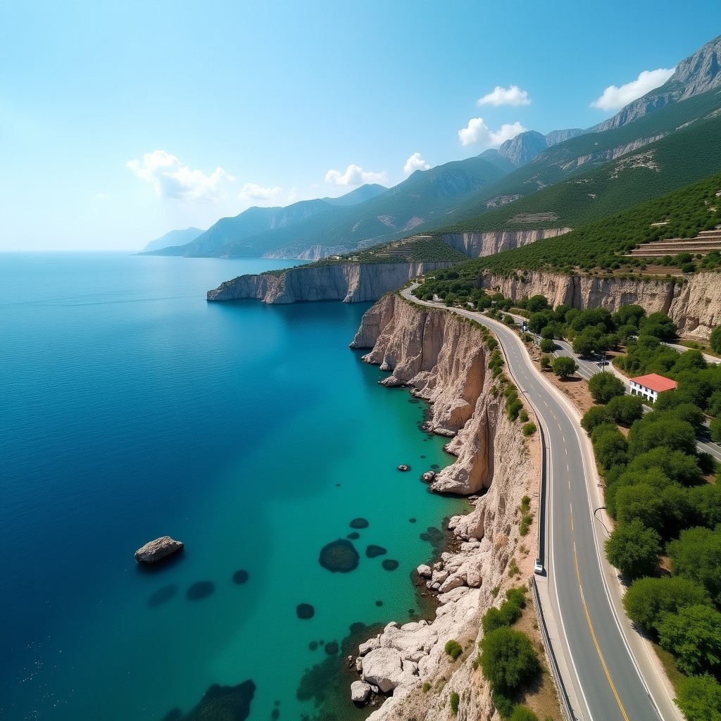 Driving from Tirana to Saranda along the Albanian Riviera coastal road