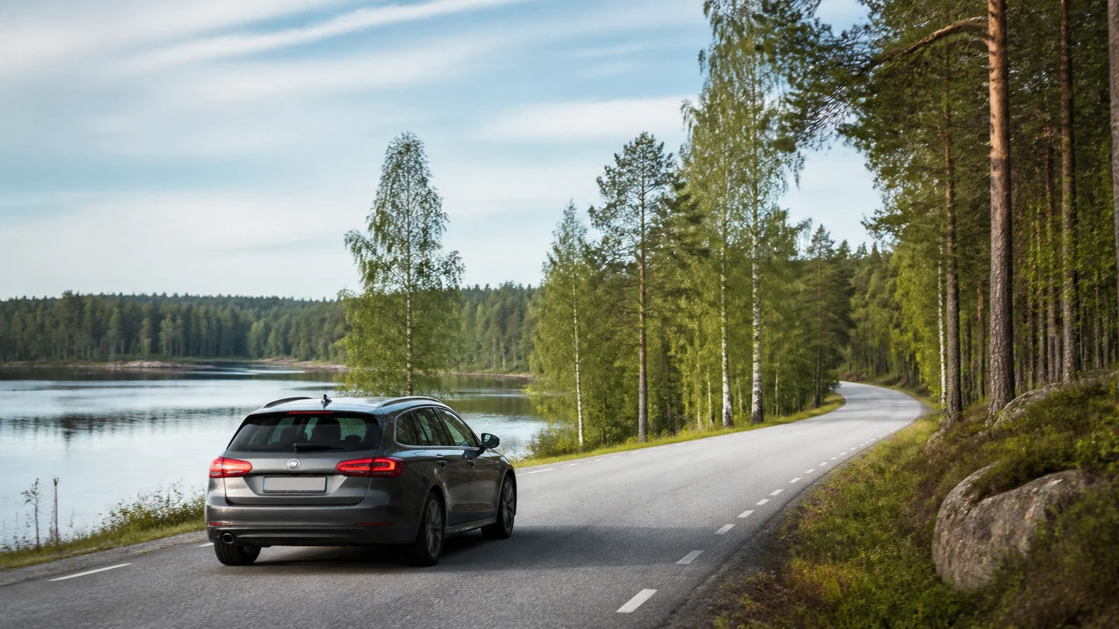 Illustrative Sweden road-trip scene for Uppsala Car Hire